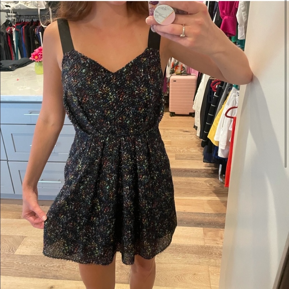 BCBGeneration black tweed dress rainbow pattern